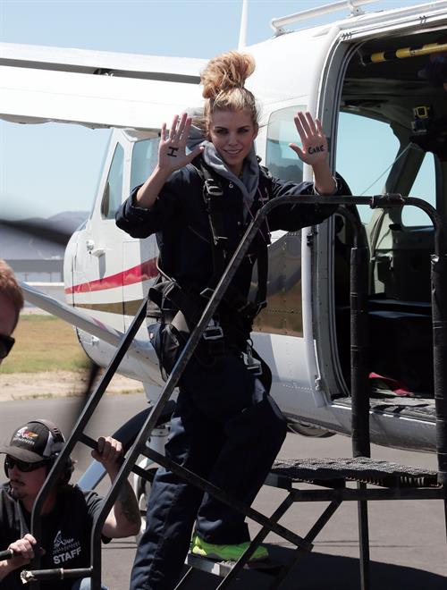 AnnaLynne McCord skydives from 18,000 feet at a charity event, Lompoc August 16, 2014
