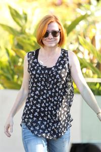 Alyson Hannigan outside her house on August 7, 2014
