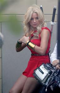 Ashley Benson on the set of Pixels in Toronto on August 7, 2014