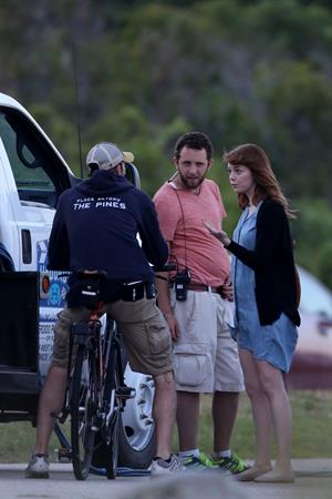 Emma Stone on the set of an untitled Woody Allen project in Newport July 28, 2014