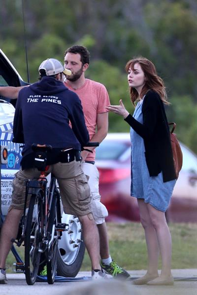 Emma Stone on the set of an untitled Woody Allen project in Newport July 28, 2014