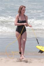 Helen Hunt wearing a swimsuit on the set of 'Ride' in LA August 5, 2013 
