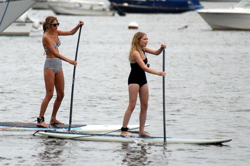 Taylor Swift paddleboarding in Westerly, Massachusetts 7/28/13 