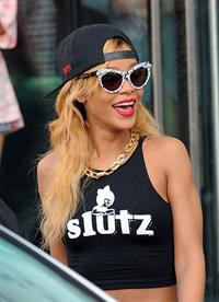 Rihanna arrives, an hour late, at her concert at the Manchester Arena on July 16, 2013