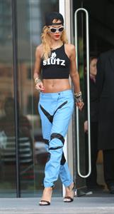 Rihanna arrives, an hour late, at her concert at the Manchester Arena on July 16, 2013