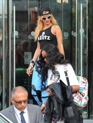 Rihanna arrives, an hour late, at her concert at the Manchester Arena on July 16, 2013