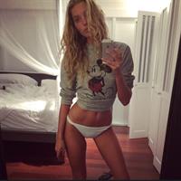 Elsa Hosk in lingerie taking a selfie