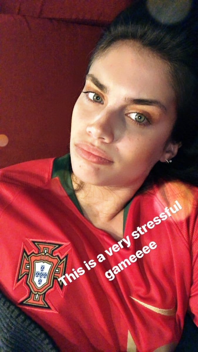 Sara Sampaio in lingerie taking a selfie