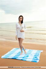 Busty Agatha at the Beach