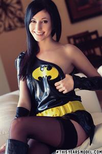 Catie Minx in batgirl Halloween costume
