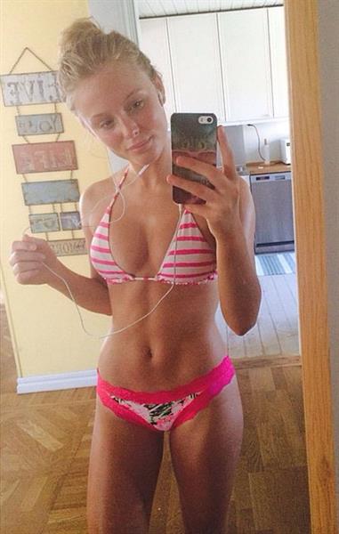 Zara Larsson in a bikini taking a selfie