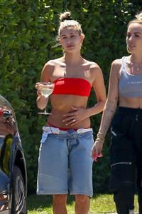 Hailey Baldwin Bieber in a sexy red bikini out with Justin Bieber seen by paparazzi.




