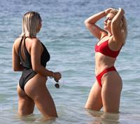 Tallia Storm sexy in a red bikini seen by paparazzi at the beach.











