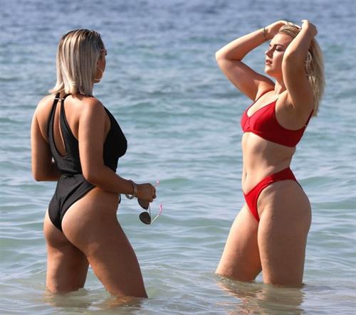 Tallia Storm Bikini Pictures Tallia Storm sexy in a red bikini seen by paparazzi at the beach.
