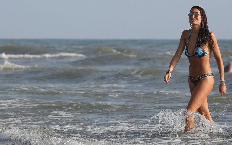 Elisabetta Gregoraci Bikini Pictures Elisabetta Gregoraci sexy thong bikini showing her sexy ass and cleavage at the beach seen by paparazzi.