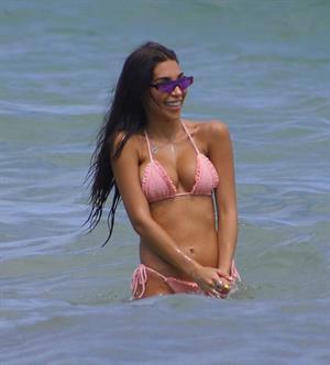 Chantel Jeffries sexy ass in a bikini at the beach in Miami seen by paparazzi showing nice cleavage.























