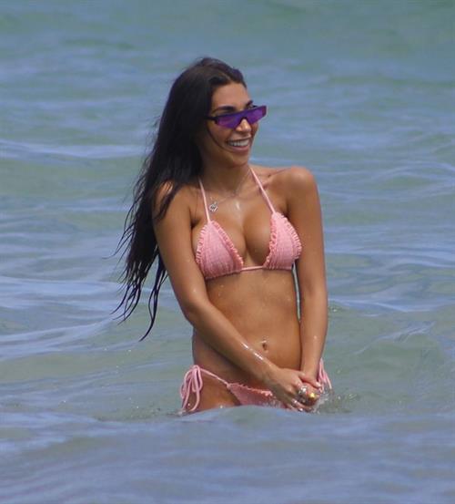 Chantel Jeffries Bikini Pictures Chantel Jeffries sexy ass in a bikini at the beach in Miami seen by paparazzi showing nice cleavage.