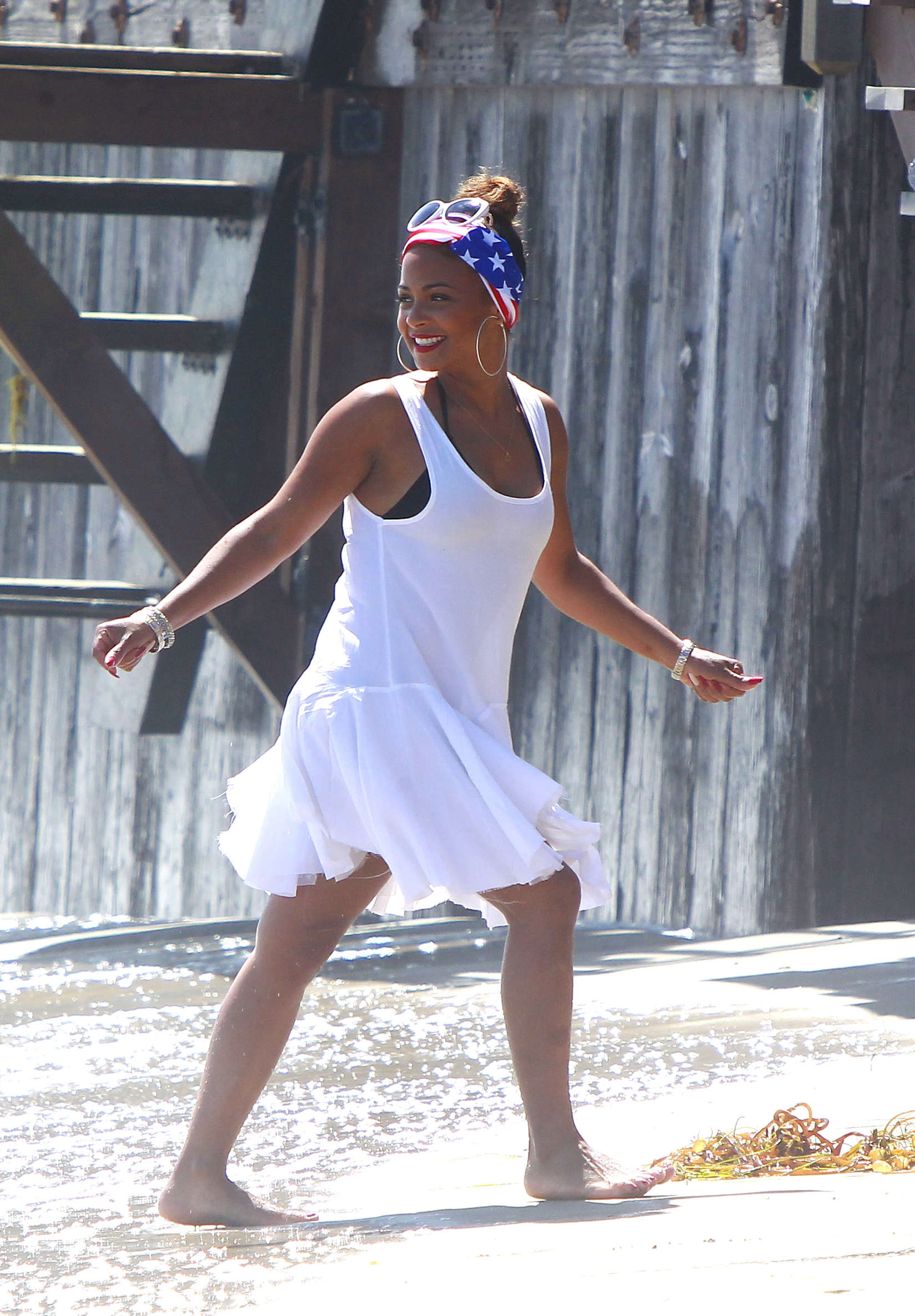 Christina Milian at the beach