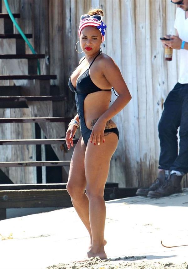 Christina Milian at the beach