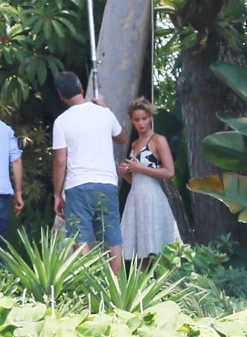 Jennifer Lawrence on Hunger Games set