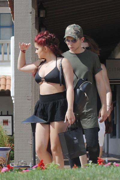 Ariel Winter paparazzi pictures in black bikini top and short skirt