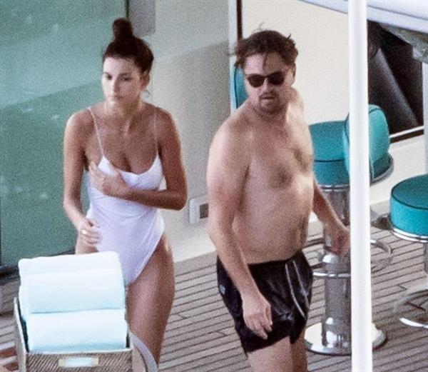 Camila Morrone in a sexy swimsuit in a hot tub on a yacht with Leonardo DiCaprio seen by paparazzi.










