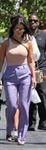 Kourtney Kardashian braless boobs in a nude tank top showing off her tits pokies with Kris Jenner seen by paparazzi.














