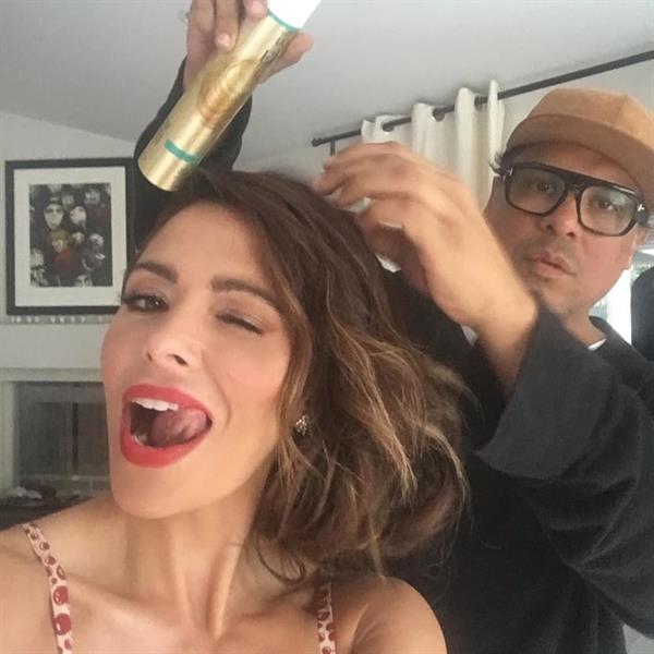 Sarah Shahi taking a selfie