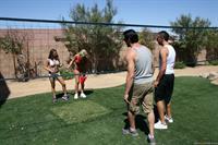 Rachel Roxxx plays volleyball