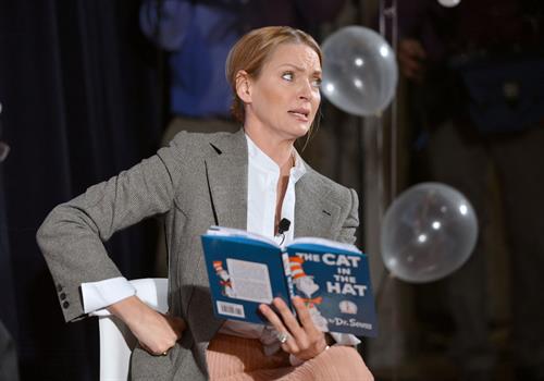 Uma Thurman joins Cat In The Hat On NEA's Read Across America Day at New York Public Library (01.03.0213) 