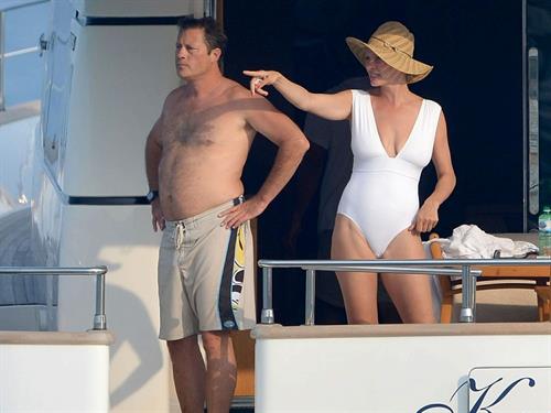 Uma Thurman bathing suit on Yacht in Saint-Tropez July 7-2013 