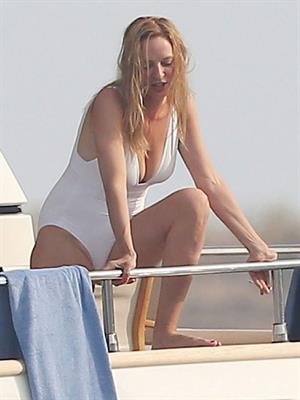 Uma Thurman bathing suit on Yacht in Saint-Tropez July 7-2013 