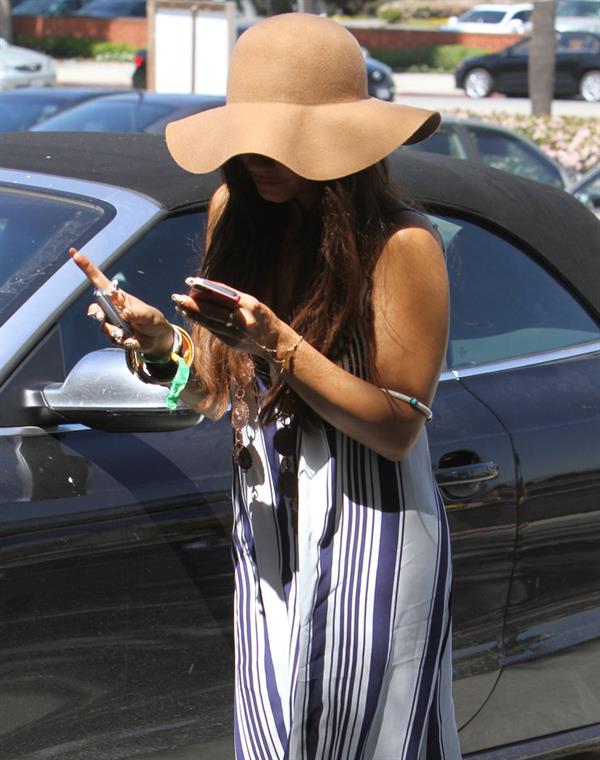 Vanessa Hudgens in a big floppy hat in Los Angeles on April 11, 2013
