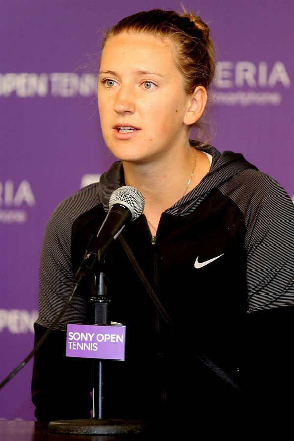 Victoria Azarenka at Press Conference during Sony Open at Crandon Park Tennis Center in Key Biscayne March 22, 2013 