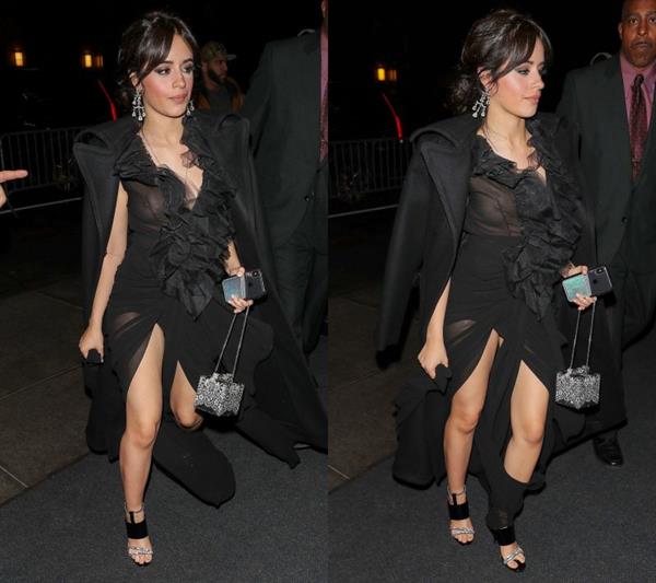 Camila Cabello braless boobs in a see through sexy dress very clearly showing her tits.