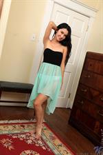 A sheer skirt can't hide Violet Vixen's panties, but that's cool because she loves showing them off. Her puffy breasts are next to go on display as she strips slowly, ultimately ending up with a glass dildo shoved all the way in side her cock craving bald fuck hole as she moans her satisfaction.