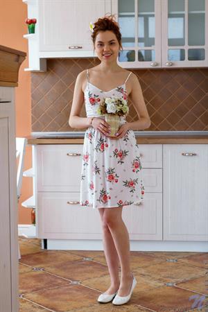 Aphrodesia Nude Pictures Bald pussy cutie Aphrodesia loves sundresses that make it easy to pop her small titties out and fondle their puffy nipples to hardness. When her thong hits the ground, the horny Russian curls up in a chair and flaunts the bare folds of her meaty twat as she rubs her clit for a good time.