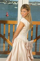  Sexy blonde in wedding dress with white lingerie 