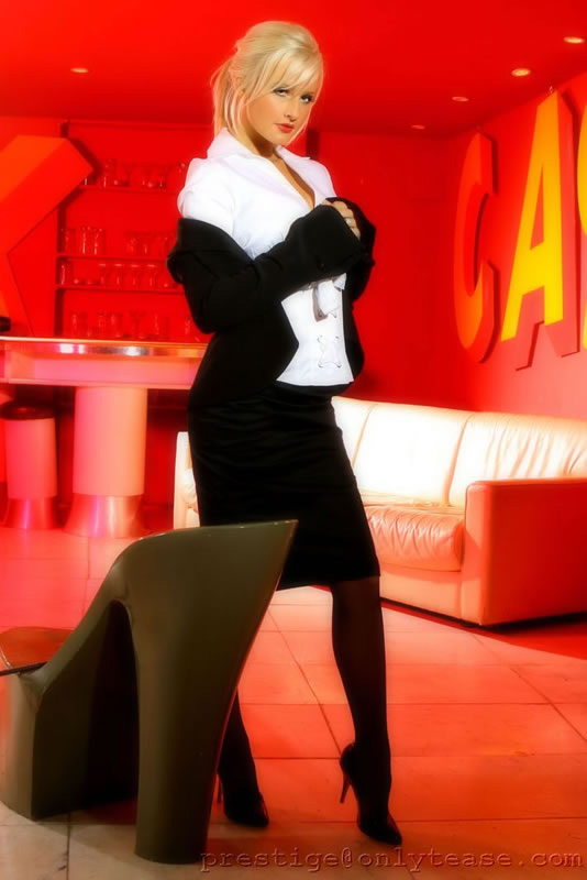 Prestige at OnlyTease with breathtaking blonde Michelle Marsh in this sexy secretary set.  