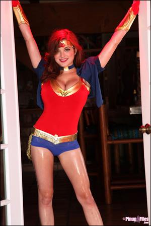 Busty Tessa gets into costume as Wonder Woman for Halloween
