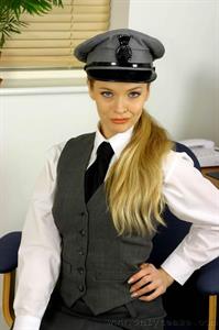  Blonde chauffeur set in stockings 