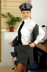  Blonde chauffeur set in stockings 