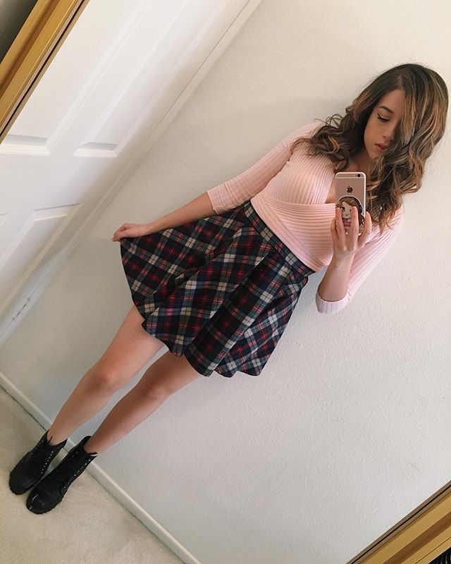 Pokimane taking a selfie