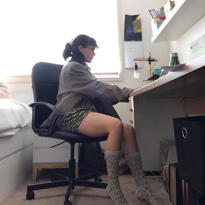 Rebekah Liepa showcasing her  zoom outfit .