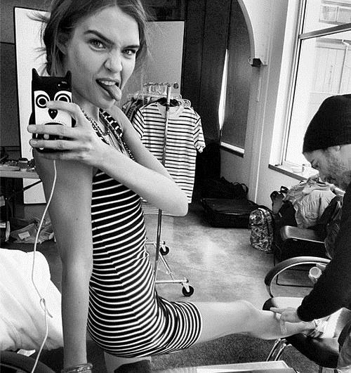 Josephine Skriver taking a selfie