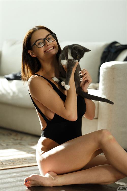 Stella Barry in a Black Bodysuit