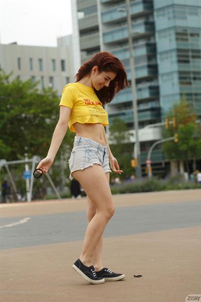 Madeline Escobar Yellow Top and Shorts