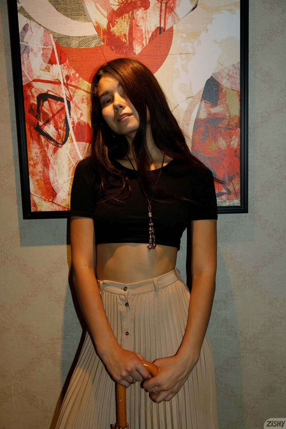 Miki Pedangen in a Blue Bodysuit