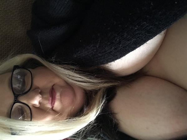 tulsa bank lady taking a selfie and - breasts