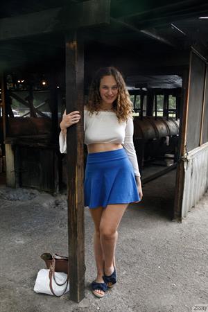 Carrie Barber in a Blue Skirt